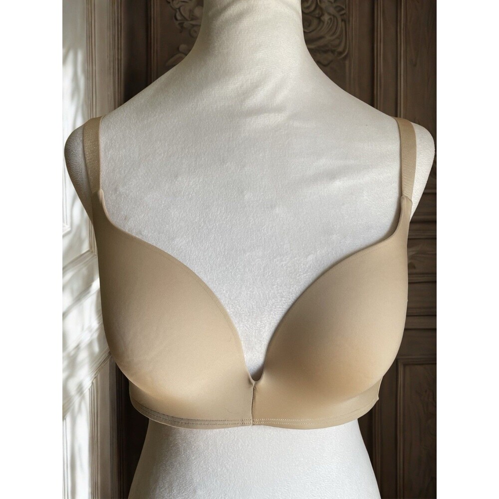 MAIDENFORM Wireless Push Up Plunge T-Shirt Bra 38B Beige Nude Smooth NWOT SE1189